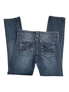 WHBM Jeans, Slim Ankle Denim, Embellished Back Pockets, 8, 8R, Noir
